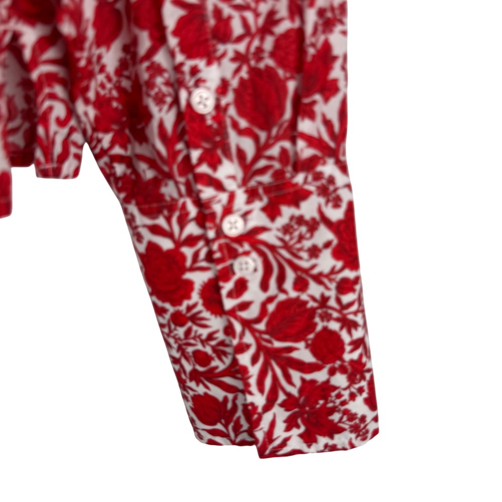 J.Crew Liberty Sambourne Fabric Floral Ruffle Collar Blouse Women S Cropped Red - Picture 8 of 10